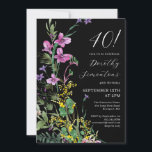 Exotisk Rosa Gult Wildblommor 40:e födelsedagen Inbjudningar<br><div class="desc">Vildblommor av rosa,  lila och gult med exotiskt och tropiskt vibe skapar ett fet påstående när de placeras på en svart bakgrund. Den fetstilta vita texten och kalligrafiklapparna i verkligen. Det här objektet är en del av samlingen av exotiska Wildblommor.</div>