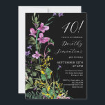 Exotisk Rosa Gult Wildblommor 40:e födelsedagen Inbjudningar<br><div class="desc">Vildblommor av rosa,  lila och gult med exotiskt och tropiskt vibe skapar ett fet påstående när de placeras på en svart bakgrund. Den fetstilta vita texten och kalligrafiklapparna i verkligen. Det här objektet är en del av samlingen av exotiska Wildblommor.</div>