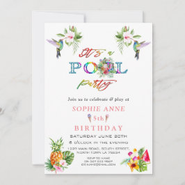 Exotisk Rosa Hibiscus Hummingbird 5:e födelsedagen Inbjudningar