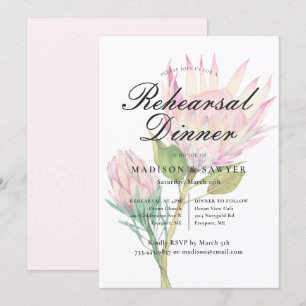 Exotisk Rosa Protea Blommigt Bröllop Rehearsal Mid Inbjudningar