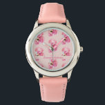 Exotisk Rosa - vattenfärgsmönster och Namn Armbandsur<br><div class="desc">Exotisk Rosa - vattenfärgsmönster och Namn</div>