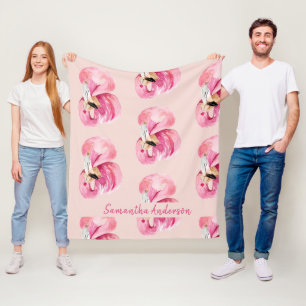 Exotisk Rosa - vattenfärgsmönster och Namn Fleecefilt