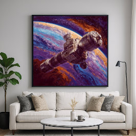 Exotisk satellit - Space Tech Illustration Stil Poster