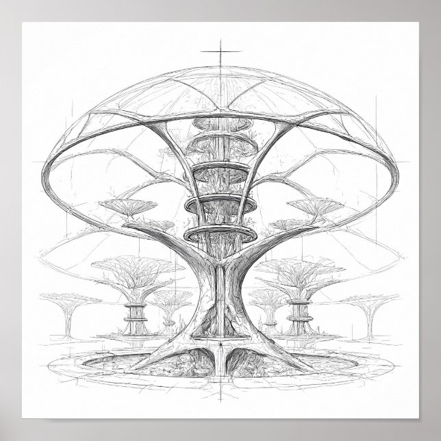 Exotisk science fiction-konst: Alien Bio-Dome Hydr Poster (Framsidan)