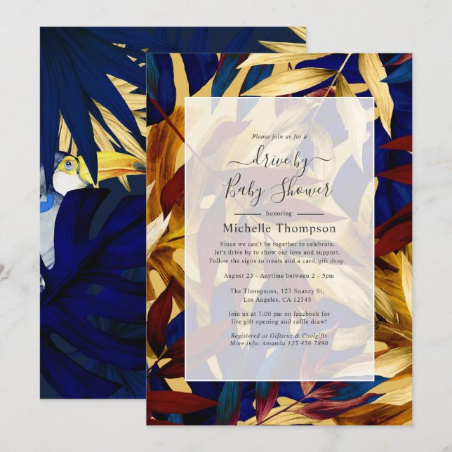 Exotisk Skog Drive-By Dusch Inbjudningar (Fram/baksida)