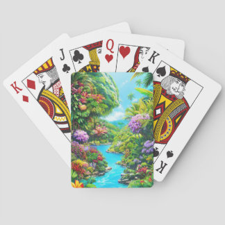 Exotisk skog med vattendrag casinokort