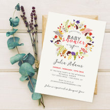 Exotisk skogs- vildblomsterkrans baby shower