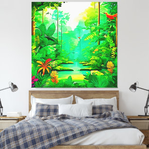 Exotisk skogsdesign canvastryck
