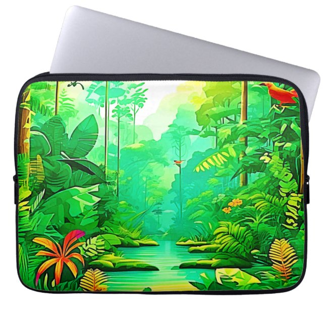 Exotisk skogsdesign laptop fodral (Framsidan)