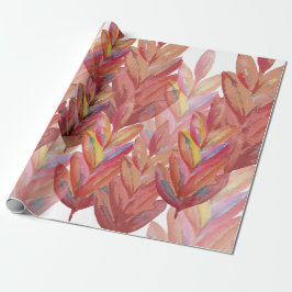 Exotisk sommar-Blommigt Feathers Watercolor Art Presentpapper