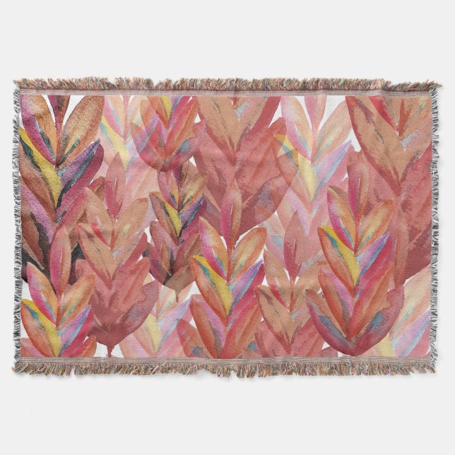 Exotisk sommarblommig fjäder Watercolor Art Filt (Framsidan)