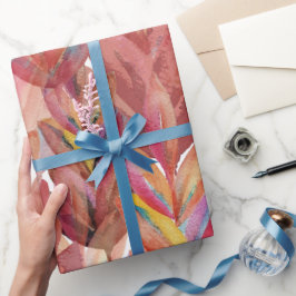 Exotisk sommarblommig fjäder Watercolor Art Presentpapper