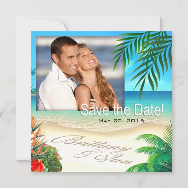 Exotisk strand (be mig att skriva era namn i sande inbjudningar (Framsida)