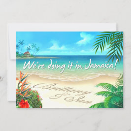 Exotisk strand Jamaicanska bröllopsnamn i sanden Inbjudningar