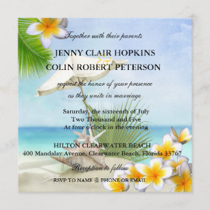 Exotisk strandpersonligt bröllpinbjudan inbjudningar