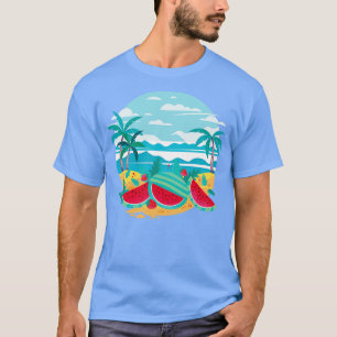 Exotisk strutsfisk Handflatan Träd Melon Fruit Wat T Shirt