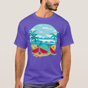 Exotisk strutsfisk Handflatan Träd Melon Fruit Wat T Shirt