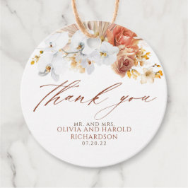 Exotisk Terrakotta Blommig Elegant Boho Tack Gåvor Etiketter