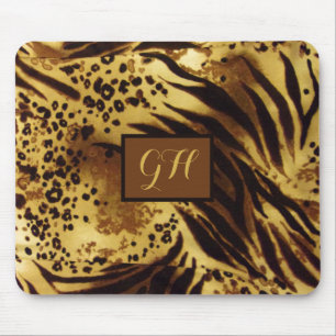 Exotisk tigerutskrift i Rand Retro Animal Monogram Musmatta