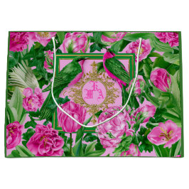 Exotisk trädgård Glam Rosa och Grön Monogram 