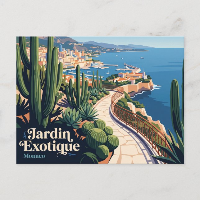 Exotisk trädgård (Jardin Exotique) Monaco Vykort (Framsida)