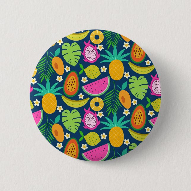 Exotisk tropisk Ananas Banan Drakfrukt  Knapp (Framsida)
