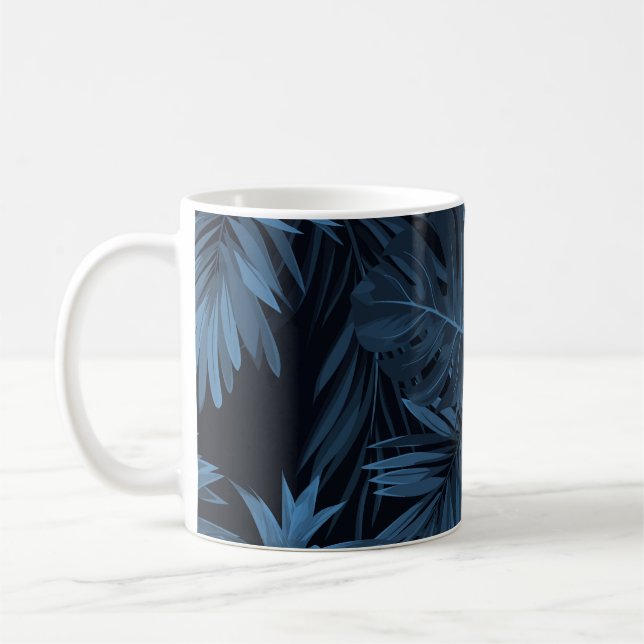 Exotisk tropisk bakgrund med hawaiisk pl kaffemugg (Vänster)