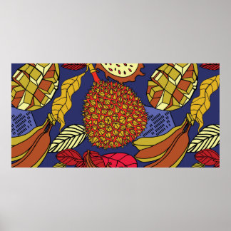 Exotisk tropisk blandning av frukter. Typ av Brigh Poster