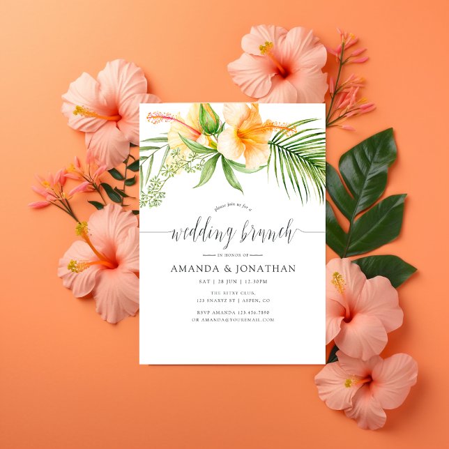 Exotisk Tropisk Blommig Strandbröllopsbrunch Inbjudningar (Skapare uppladdad)