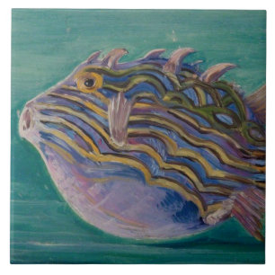 Exotisk tropisk fisk (undervatten) (Marianne North Kakelplatta