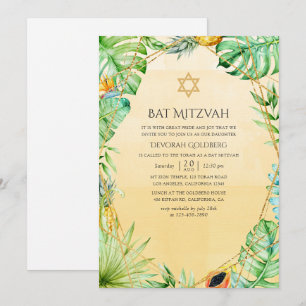 Exotisk tropisk geometrisk Bat mitzvah Inbjudningar
