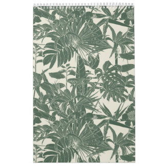 Exotisk tropisk illustration och trädgårdsillustra kalender