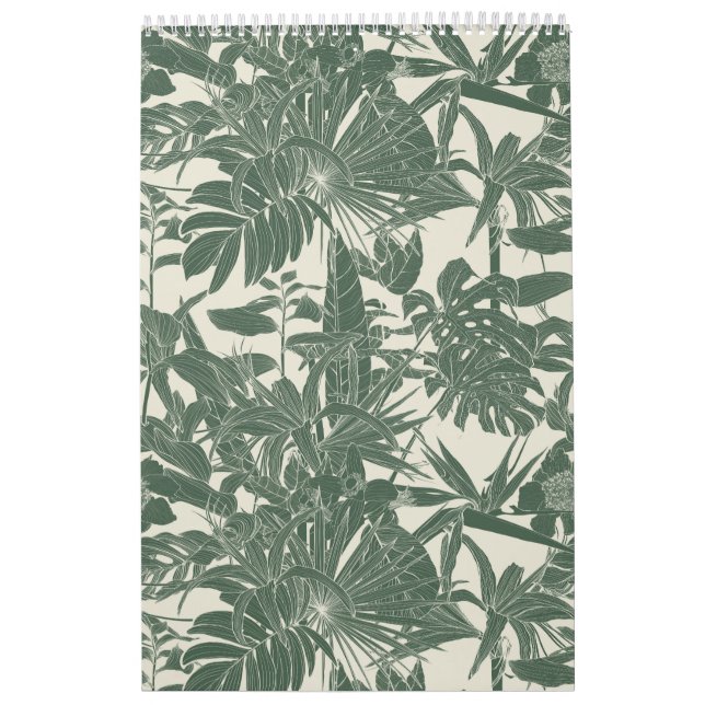 Exotisk tropisk illustration och trädgårdsillustra kalender (Omslag)