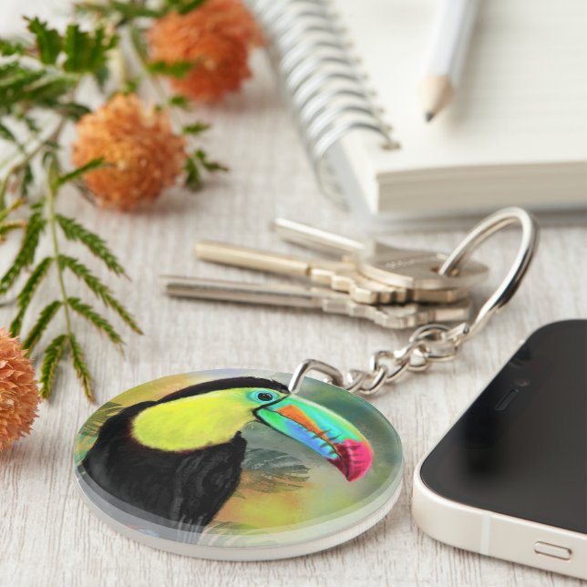 Exotisk tropisk Toco Toucan Bird Keychain (Högra Framsidan)