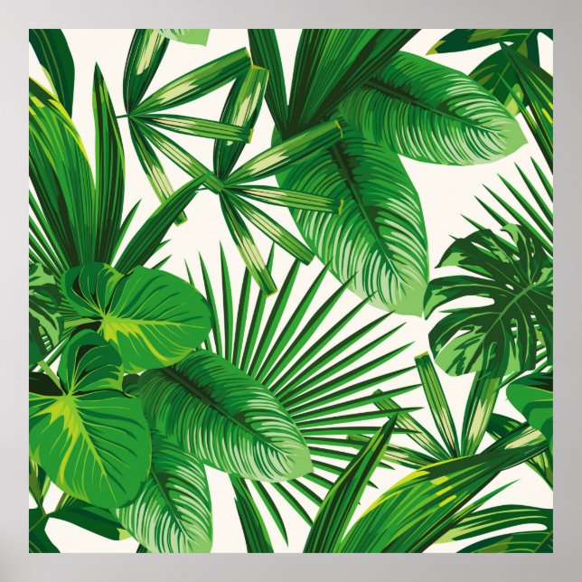 Exotisk tropiska naturliga gröntar löv sammansättn poster (Framsidan)