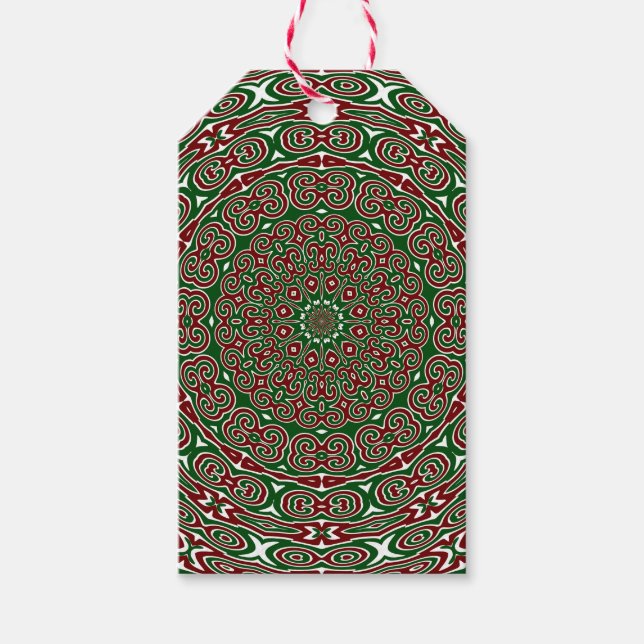 Exotisk Utförlig Maximalistisk Groovy Jul Mandala Presentetikett (Framsidan)