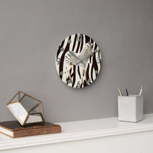 Exotisk zebra rund klocka