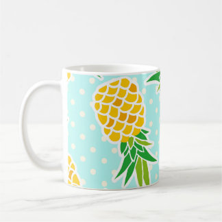 Exotiska ananas: Blå Roligten Polka-Dot. Kaffemugg