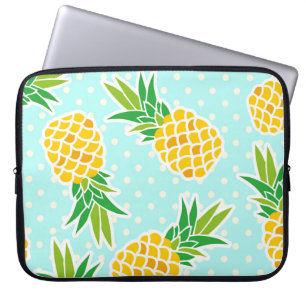 Exotiska ananas: Blå Roligten Polka-Dot. Laptop Fodral