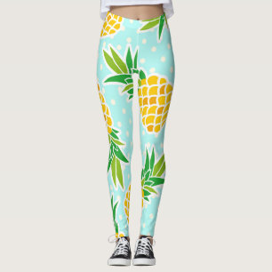 Exotiska ananas: Blå Roligten Polka-Dot. Leggings