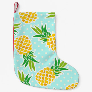 Exotiska ananas: Blå Roligten Polka-Dot. Liten Julstrumpa