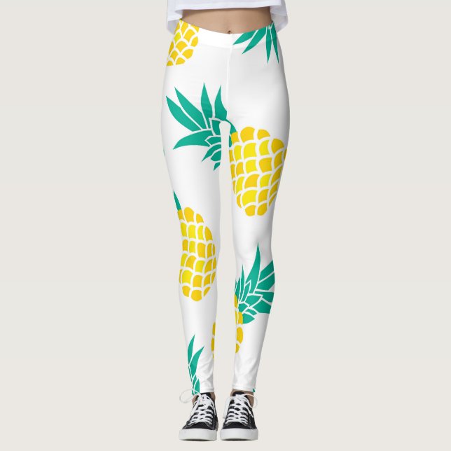 Exotiska ananas: Gult Delight. Leggings (Framsida)