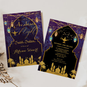 Exotiska arabiska nattlanternor Aladdin Sweet 16 Inbjudningar