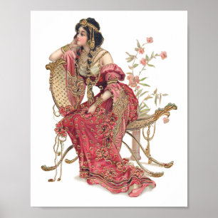 Exotiska Art nouveau-kvinnor i Ornate Costume Poster