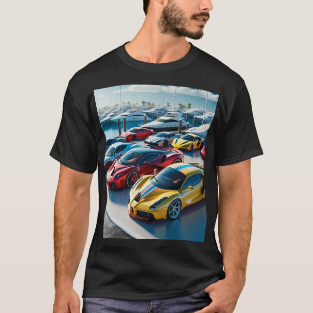 Exotiska bilar och båtar t shirt (Framsida)