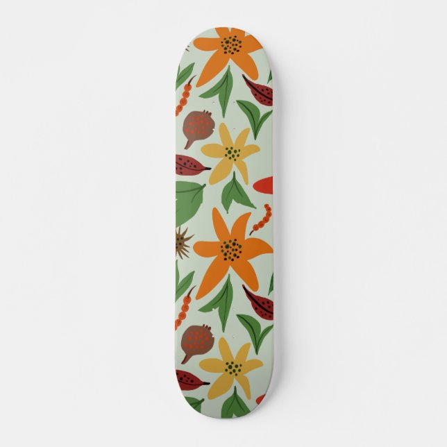 Exotiska blommor mini skateboard bräda 18,5 cm (Framsida)