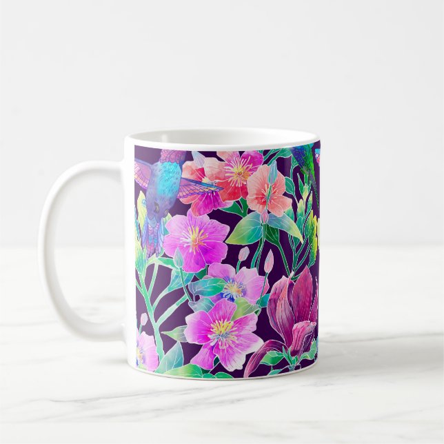 Exotiska blommor och fåglar kaffemugg (Vänster)