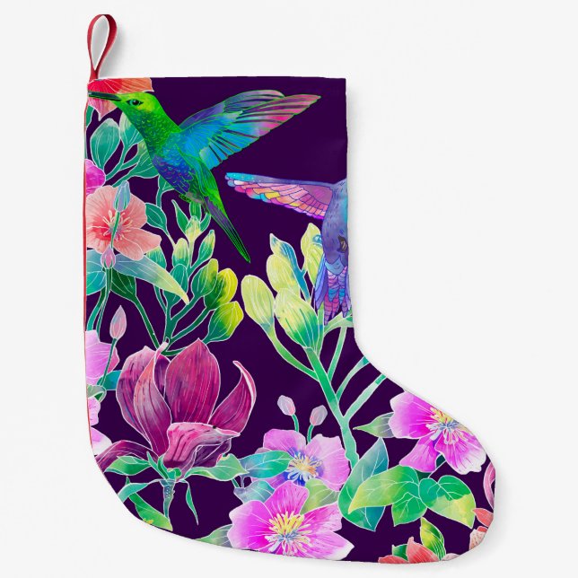 Exotiska blommor och fåglar liten julstrumpa (Framsidan)