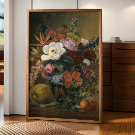 Exotiska blomningar i en grekisk vas poster