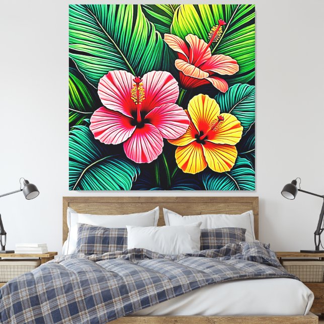 Exotiska blomsterträdgårdsdrommar canvastryck (Insitu (sovrum))